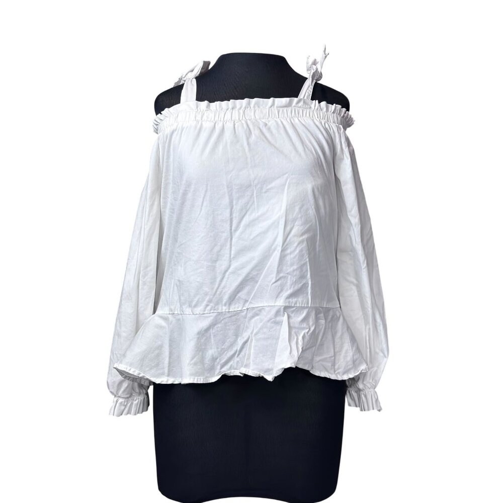 Habitual Womens Off-Shoulder White Blouse Size 14 Cotton Blend